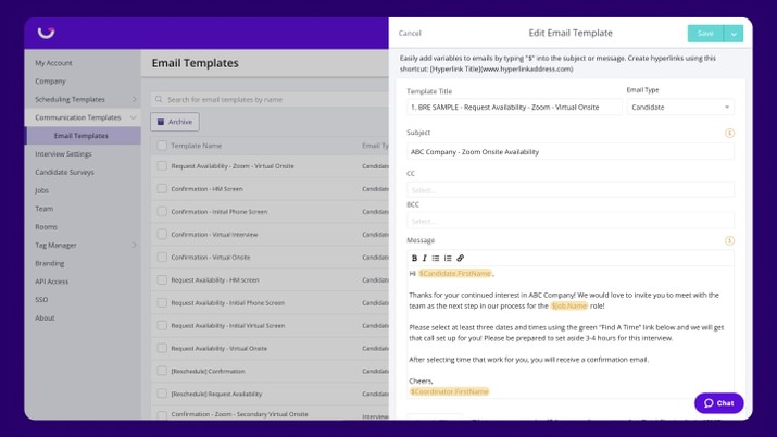 Product Image 2 Create efficient and repeatable processes with dynamic email and workflow templates that keep hiring teams, interviewers, and candidates aligned throughout the process.