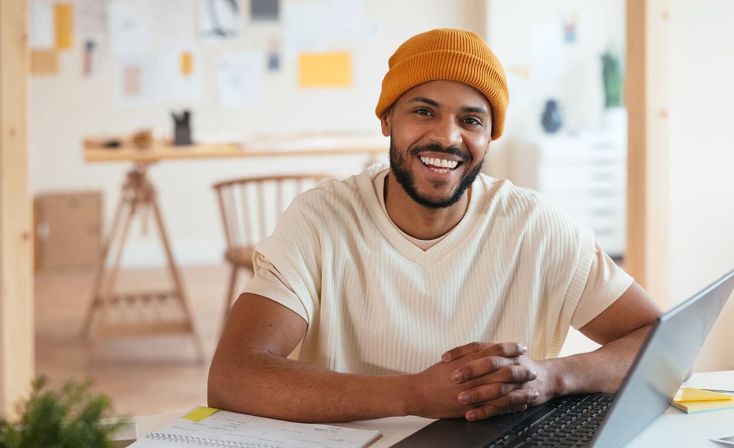 Happy male at work