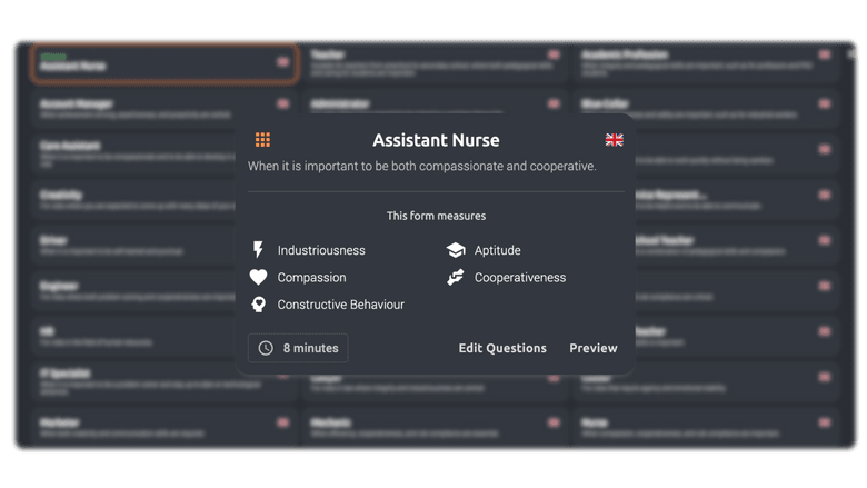 Access a library of scientifically developed role-specific questionnaires, or create your own custom templates