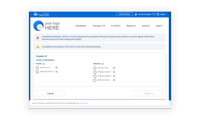 Tracker I-9 connects HR professionals with a network of 300+ Remote I-9 Centers and mobile officers across all 50 states to help with mandatory in-person ID verifications.