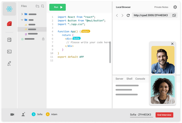 Product Image 2 Code together before you work together. See how candidates collaborate and communicate on real-life problems.