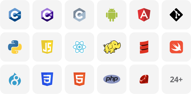 40 languages + Frameworks