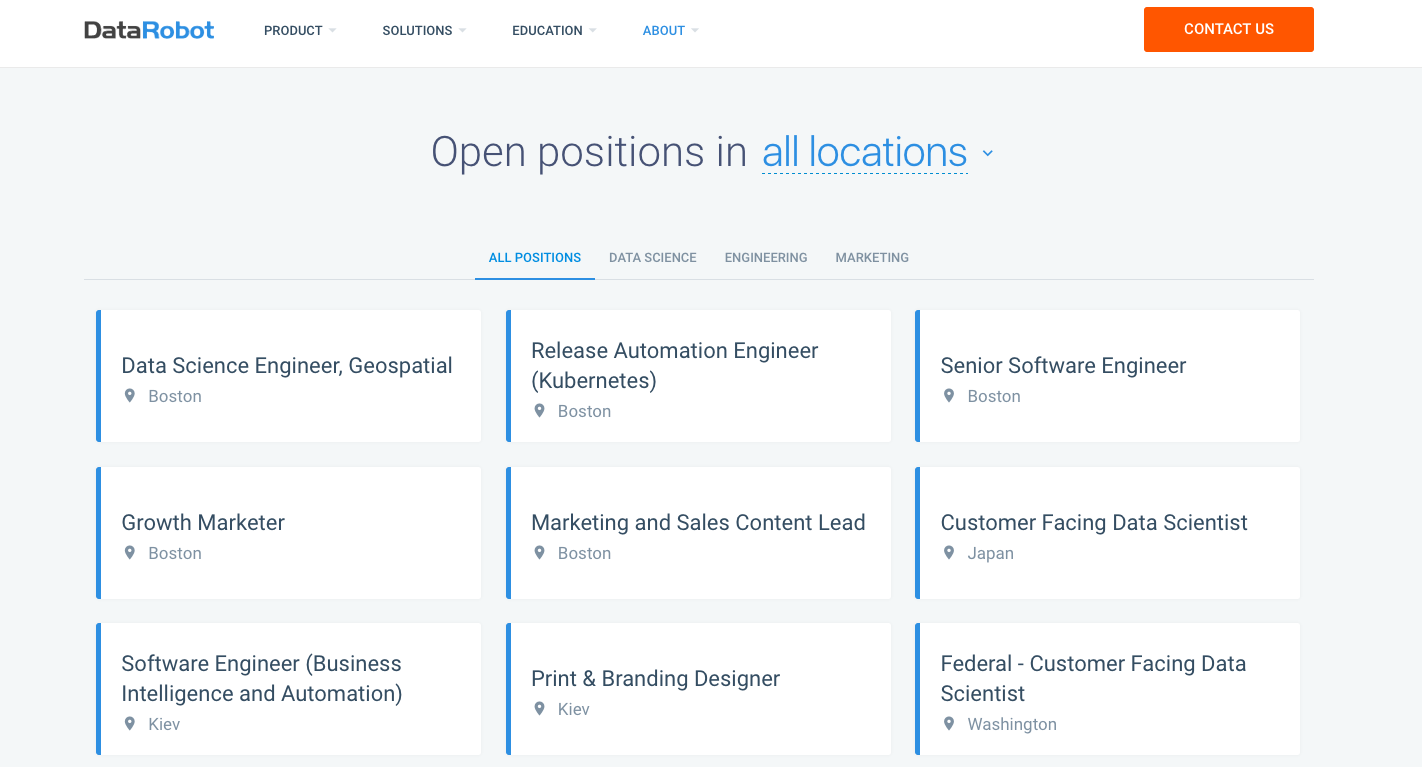 datarobot career page