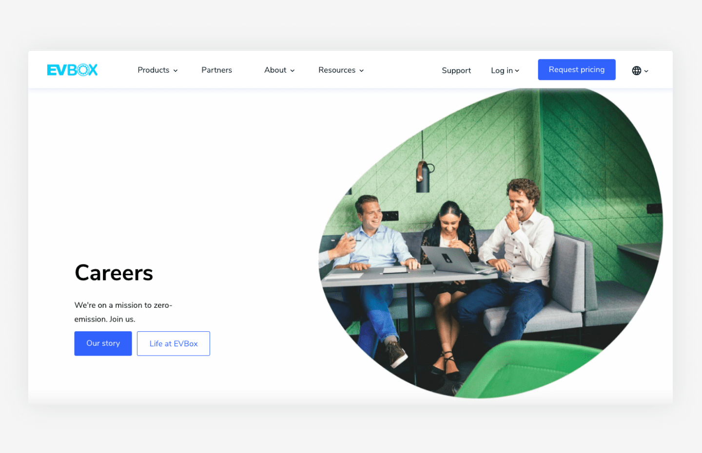 EVBox's website career page example