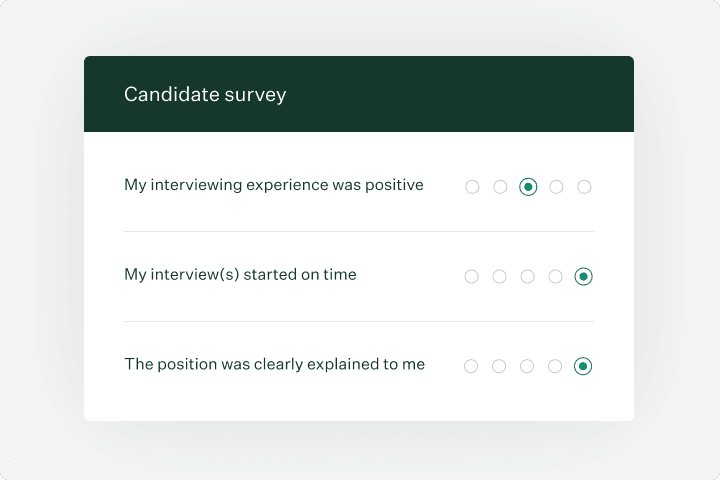 Greenhouse candidate survey UI