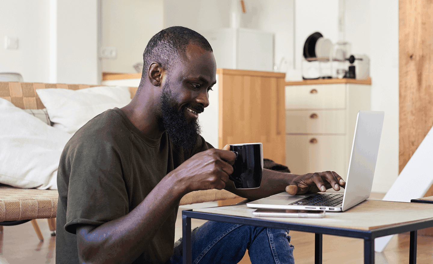 Man working from home on laptop