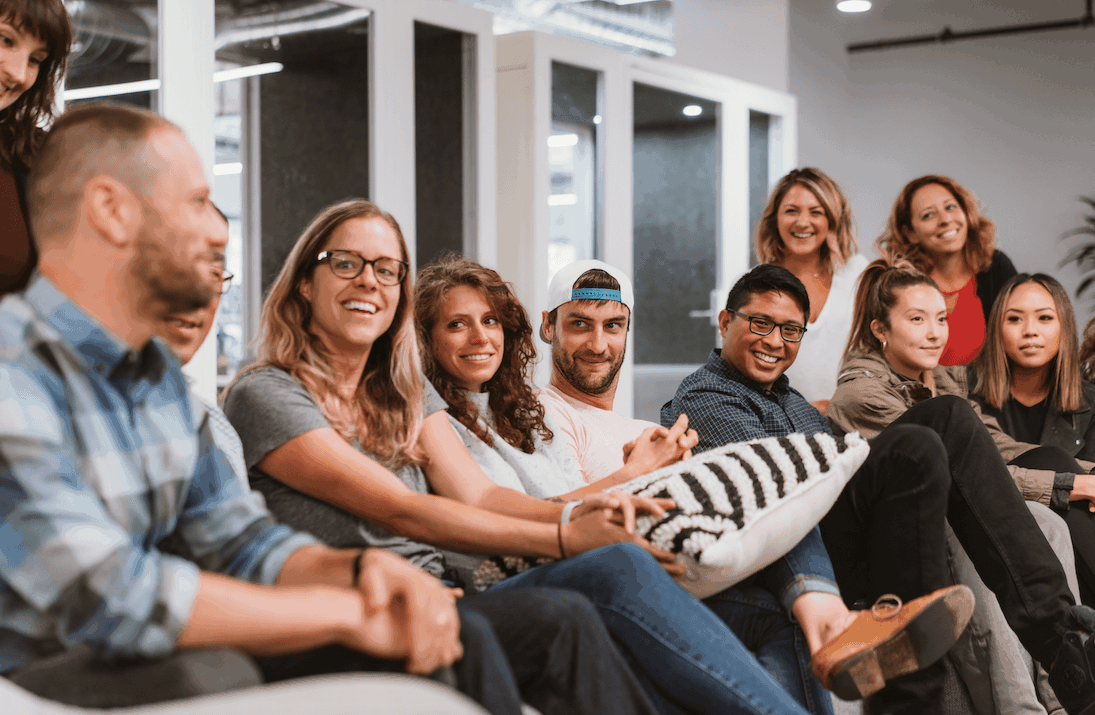 Group of people gathered in an office