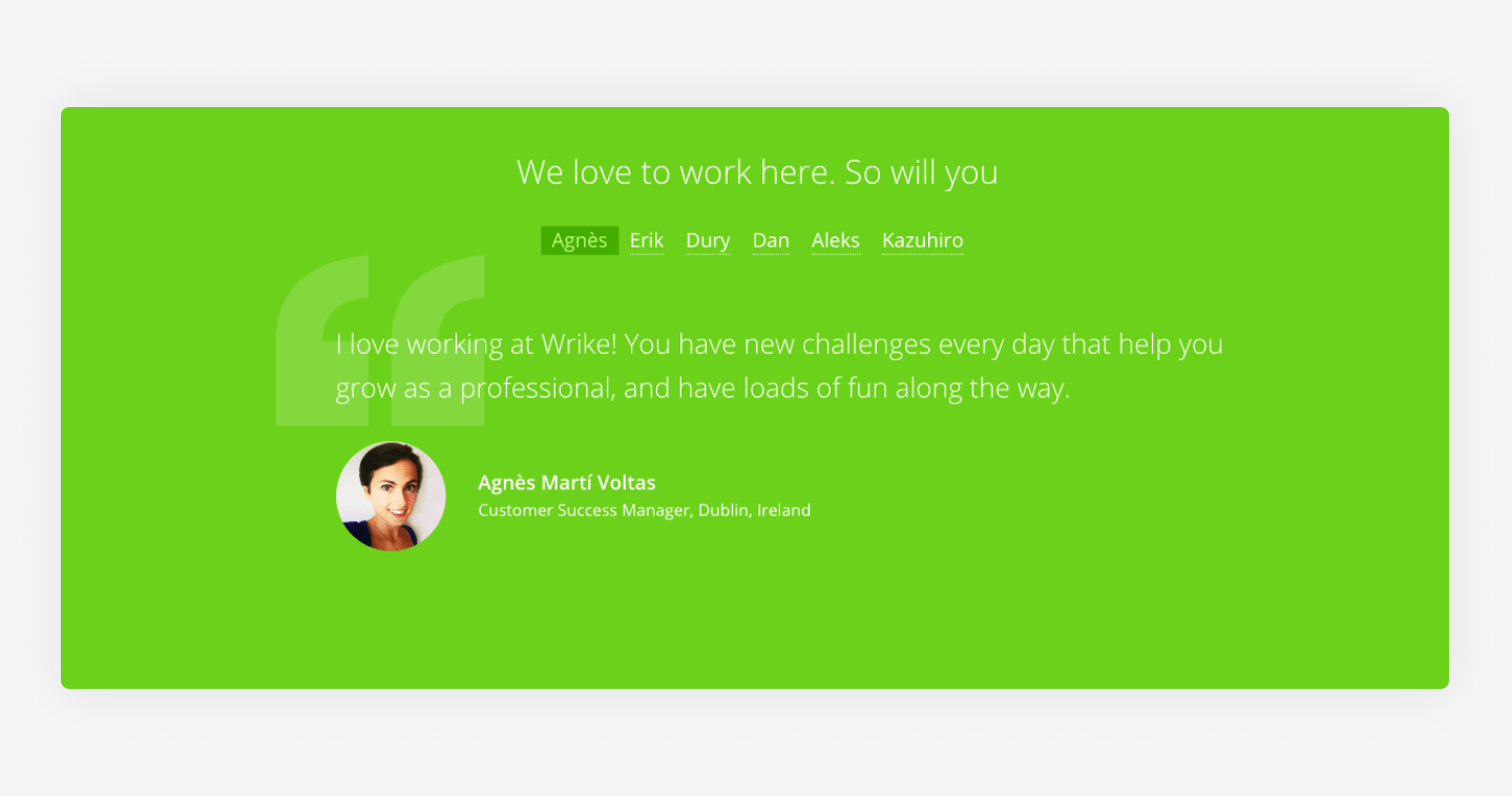 Wrike's website career page example